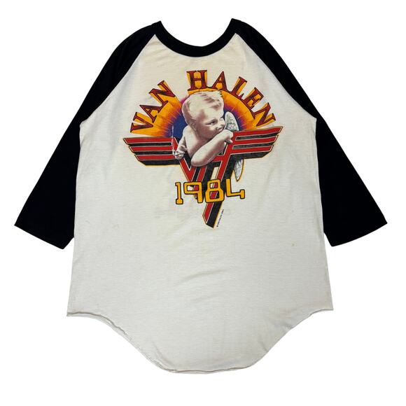 Vintage 1984 Van Halen Tour Raglan Shirt Smoking Baby Men's Large